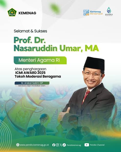MIN 3 Bantul Ucapkan Selamat dan Sukses atas Penghargaan ICMI Award 2025 kepada Menag Prof. Dr. KH. Nasaruddin Umar, MA.